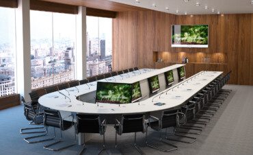 TOTEM SUPPORT ECRAN SUR MESURE POUR SALLE DE CONSEIL